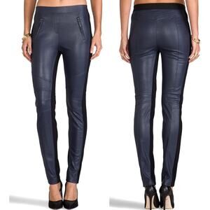 BCBGMaxazria NWOT Kalin Navy Black Faux Leather Mid Rise Leggings Skinny Pants